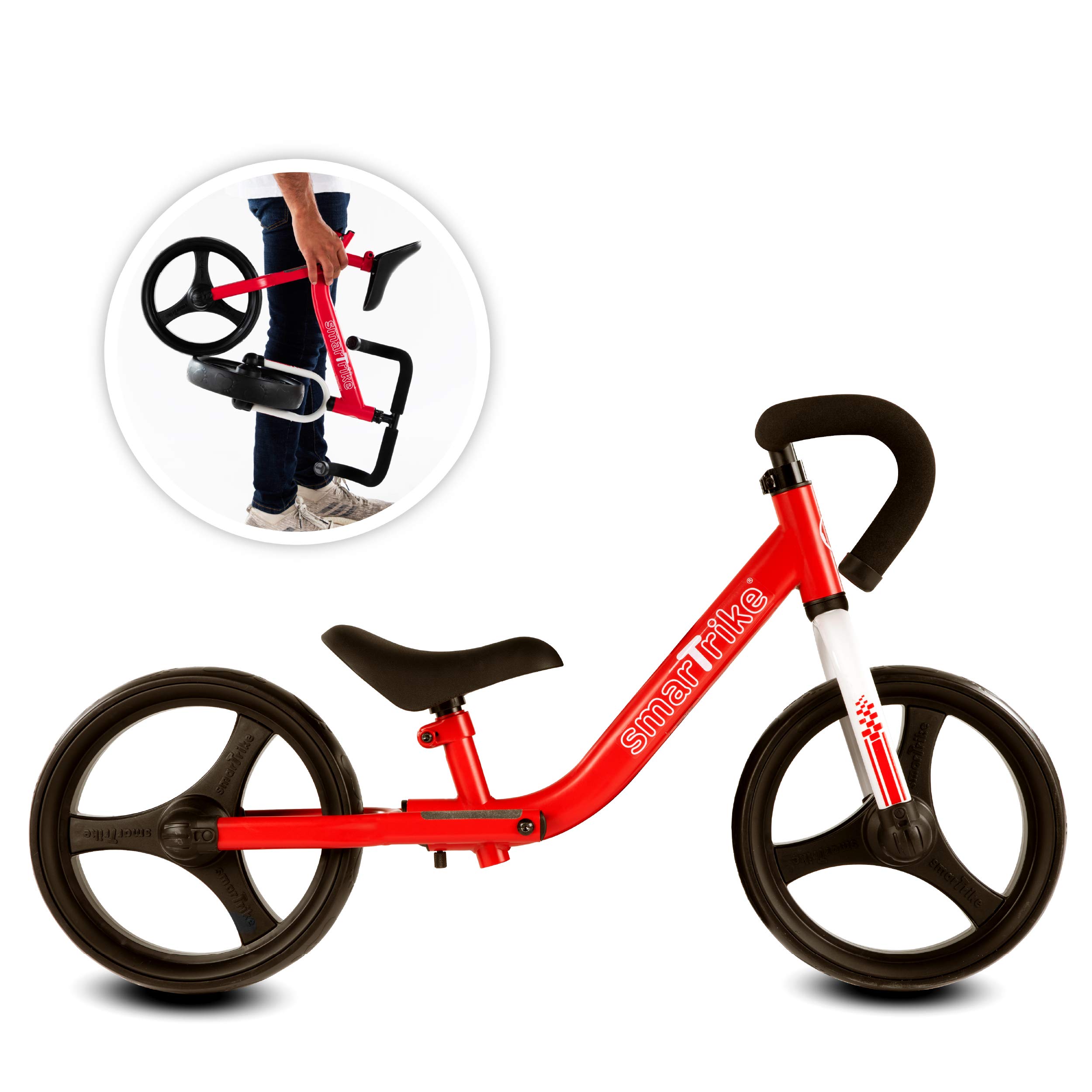 Smartrike Vélo d'équilibre pour enfants 2-5 ans, rouge, modèle pliable avec sécurité | Apprendre à cervical en toute séc